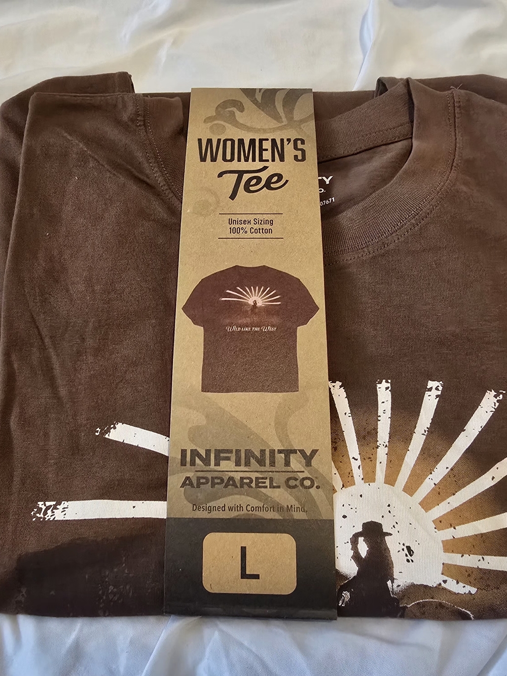 Brand New NFINITY Brown Short-Sleeve Graphic Tee with White Sunburst